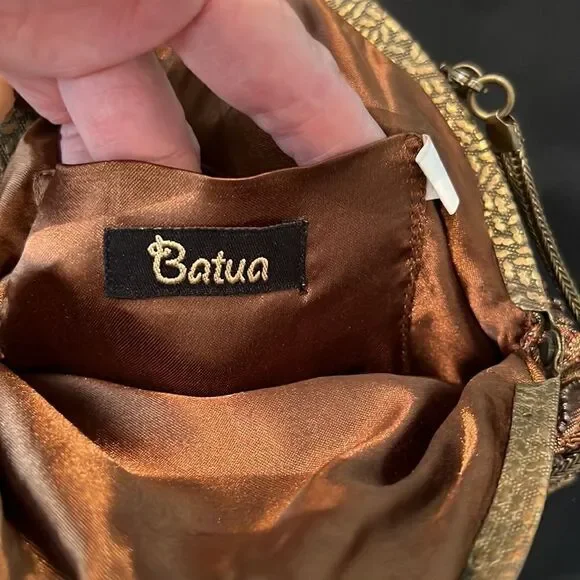 Batua brown multi colored beaded boho festival kiss lock vintage style bag EUC - Picture 9 of 13